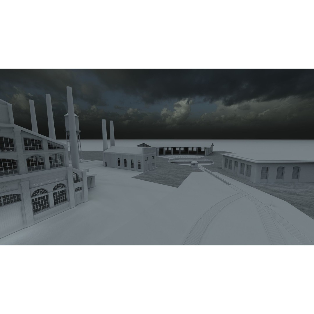 Fictional Train Depot 3D Model – Detailed Train Station Asset, FBX - View 37