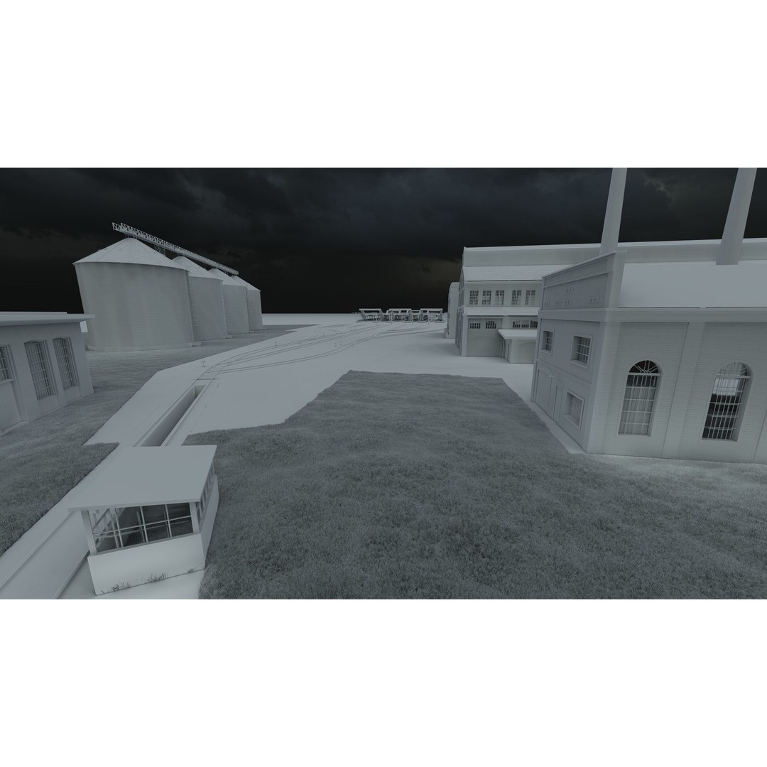 Fictional Train Depot 3D Model – Detailed Train Station Asset, FBX - View 39