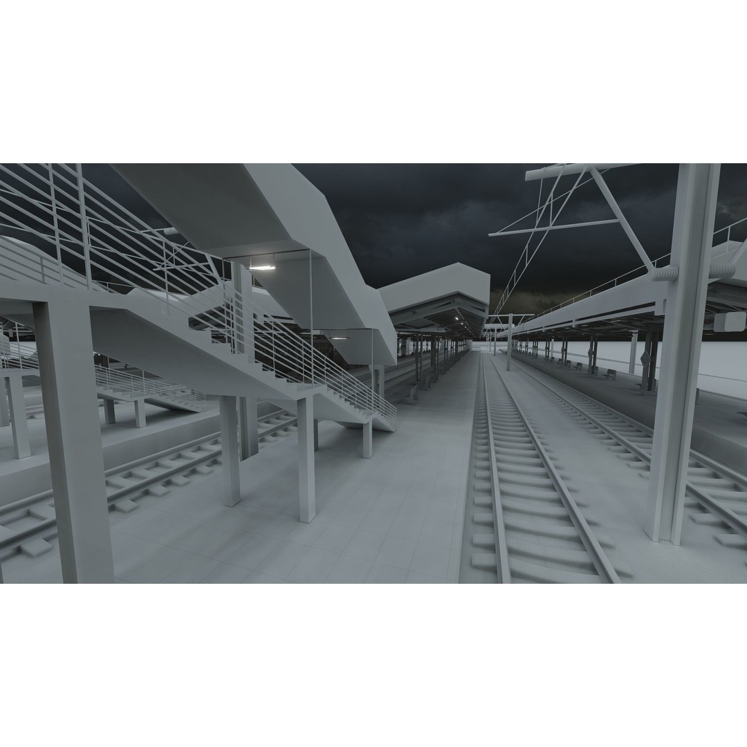 Fictional Train Depot 3D Model – Detailed Train Station Asset, FBX - View 41