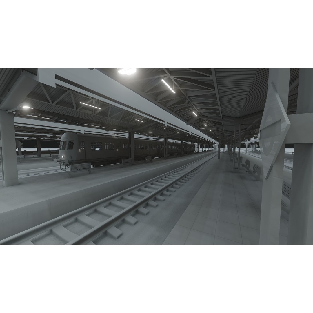 Fictional Train Depot 3D Model – Detailed Train Station Asset, FBX - View 42
