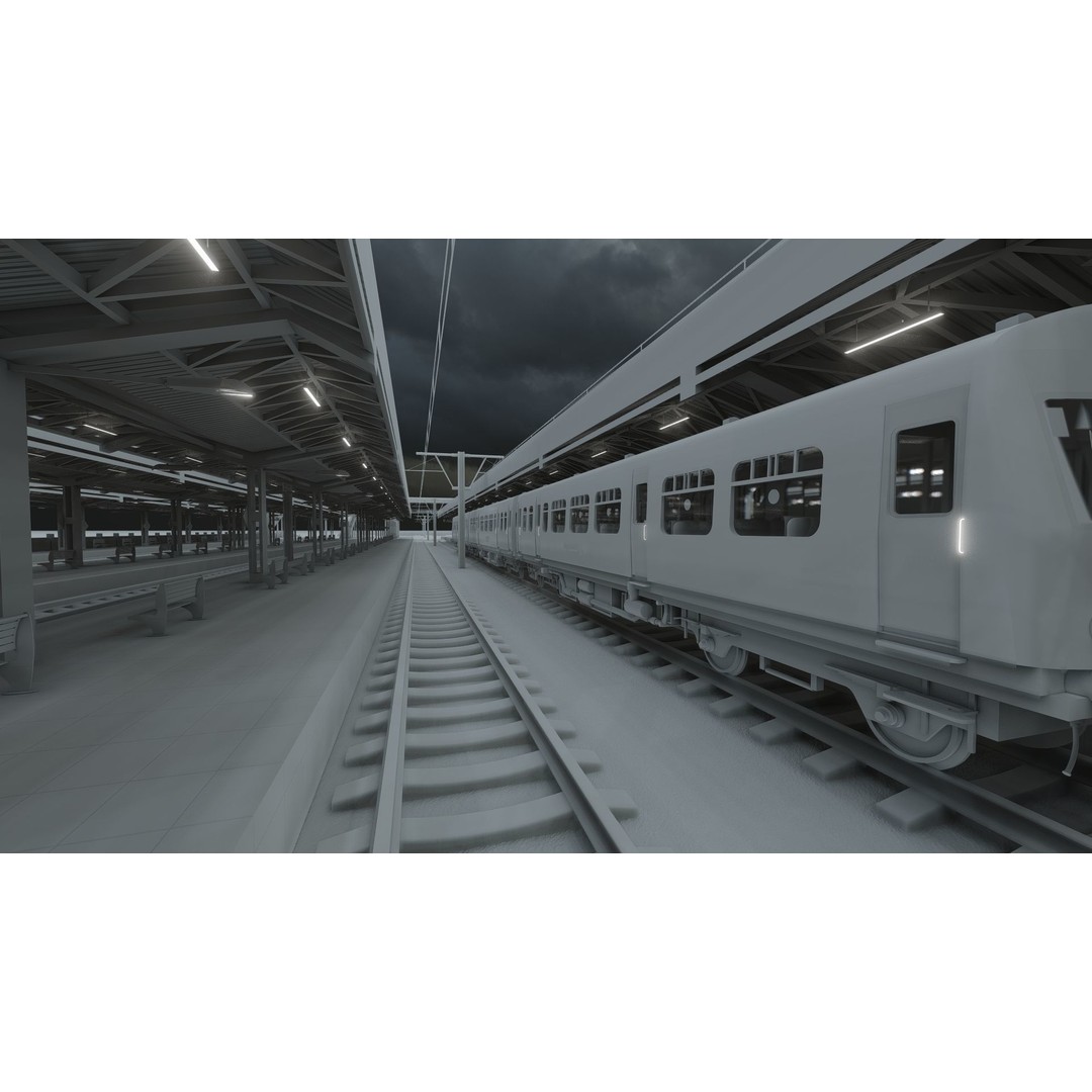 Fictional Train Depot 3D Model – Detailed Train Station Asset, FBX - View 44