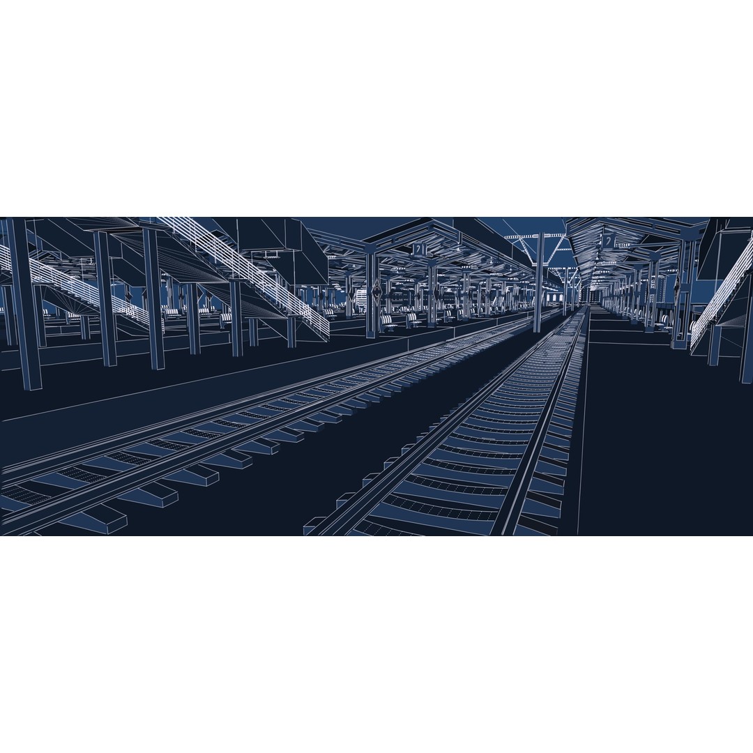 Fictional Train Depot 3D Model – Detailed Train Station Asset, FBX - View 48