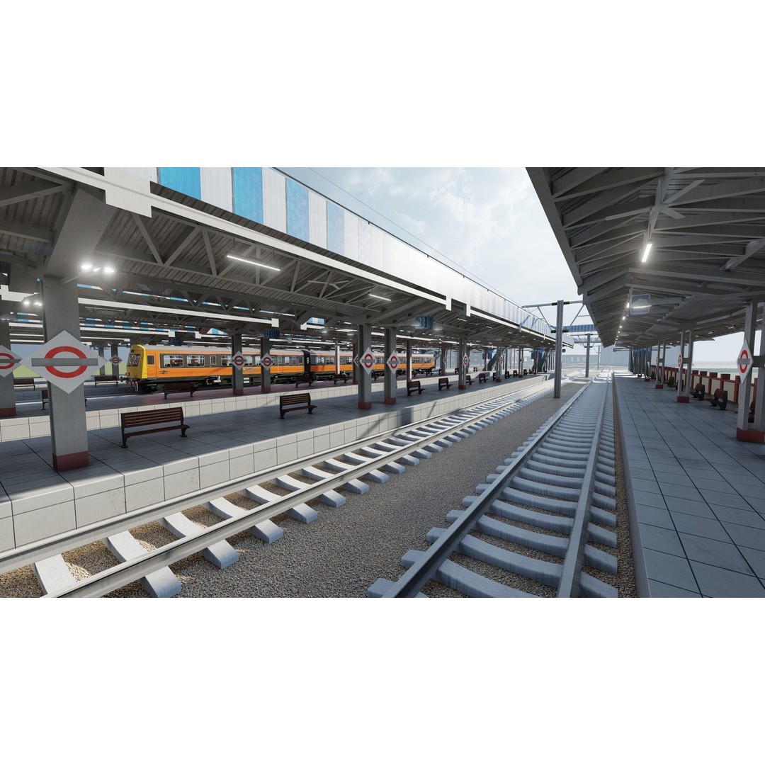 Fictional Train Depot 3D Model – Detailed Train Station Asset, FBX - View 5