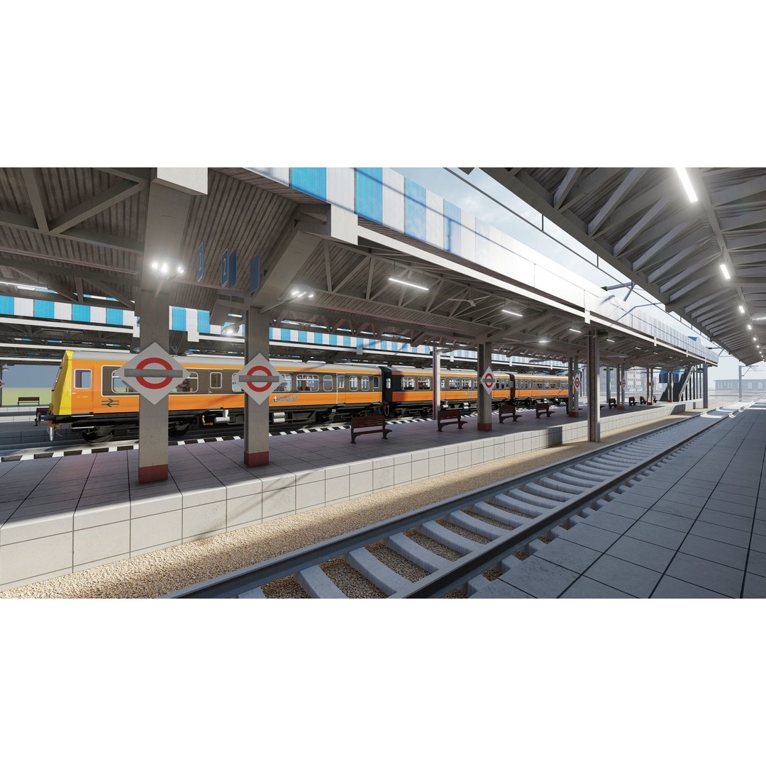 Fictional Train Depot 3D Model – Detailed Train Station Asset, FBX - View 6