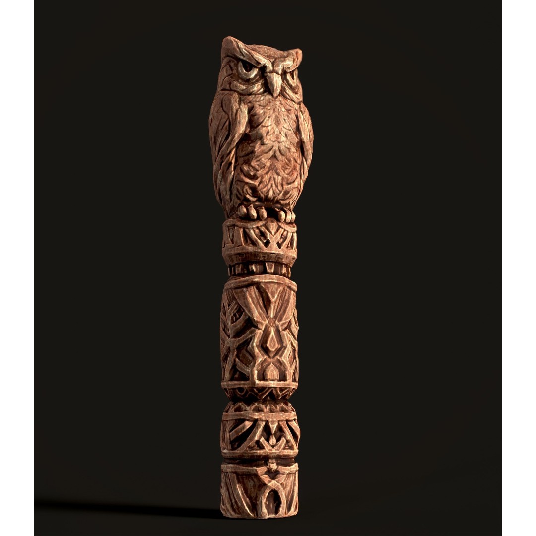 Wooden Owl Totem 3D Model – Low Poly Game Asset, FBX - View 15