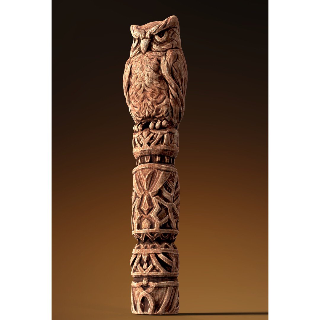 Wooden Owl Totem 3D Model – Low Poly Game Asset, FBX - View 16