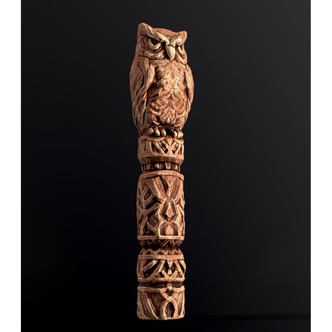 Wooden Owl Totem 3D Model – Low Poly Game Asset, FBX - View 17