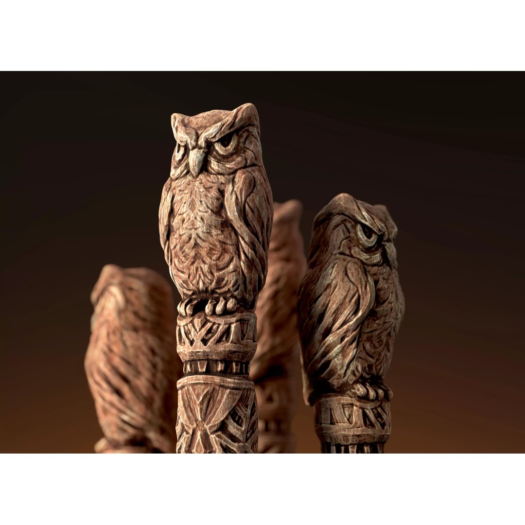 Wooden Owl Totem 3D Model – Low Poly Game Asset, FBX - View 2