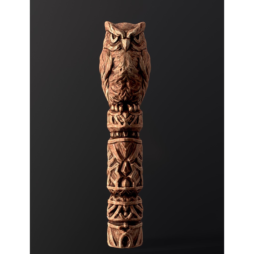 Wooden Owl Totem 3D Model – Low Poly Game Asset, FBX - View 20