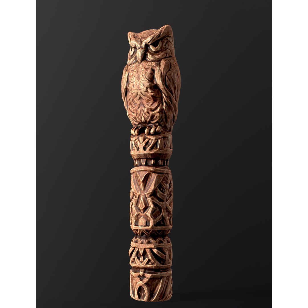 Wooden Owl Totem 3D Model – Low Poly Game Asset, FBX - View 21