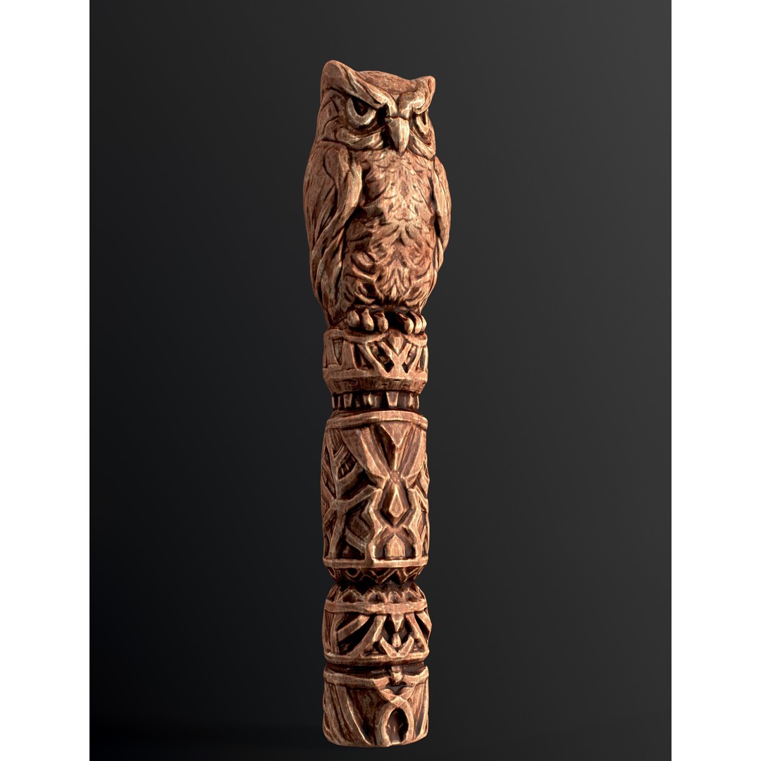 Wooden Owl Totem 3D Model – Low Poly Game Asset, FBX - View 22