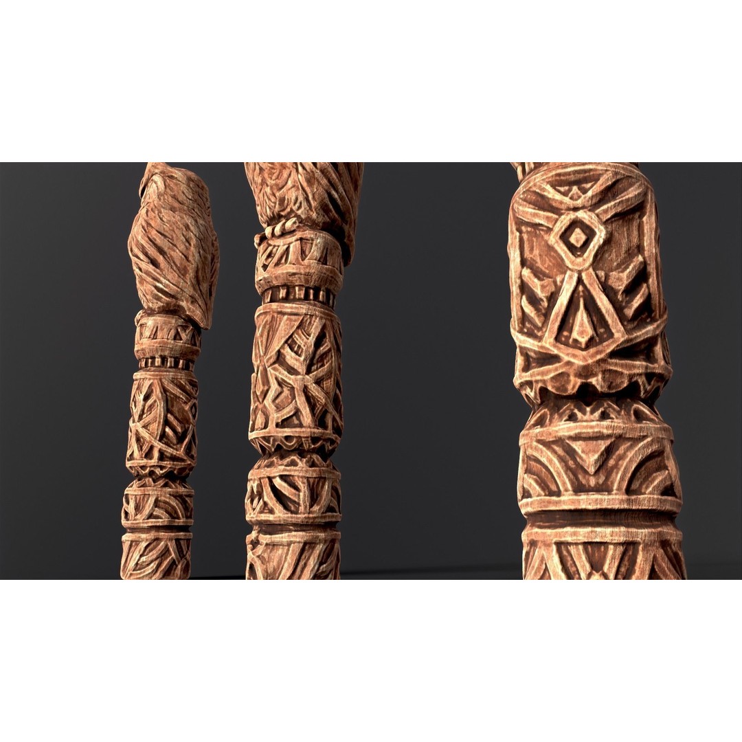 Wooden Owl Totem 3D Model – Low Poly Game Asset, FBX - View 23