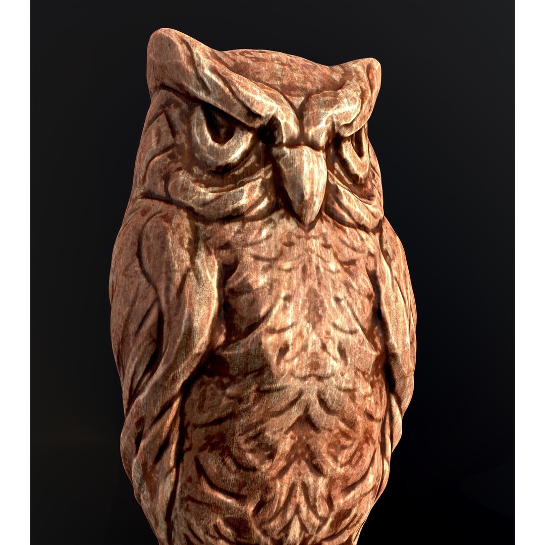 Wooden Owl Totem 3D Model – Low Poly Game Asset, FBX - View 24