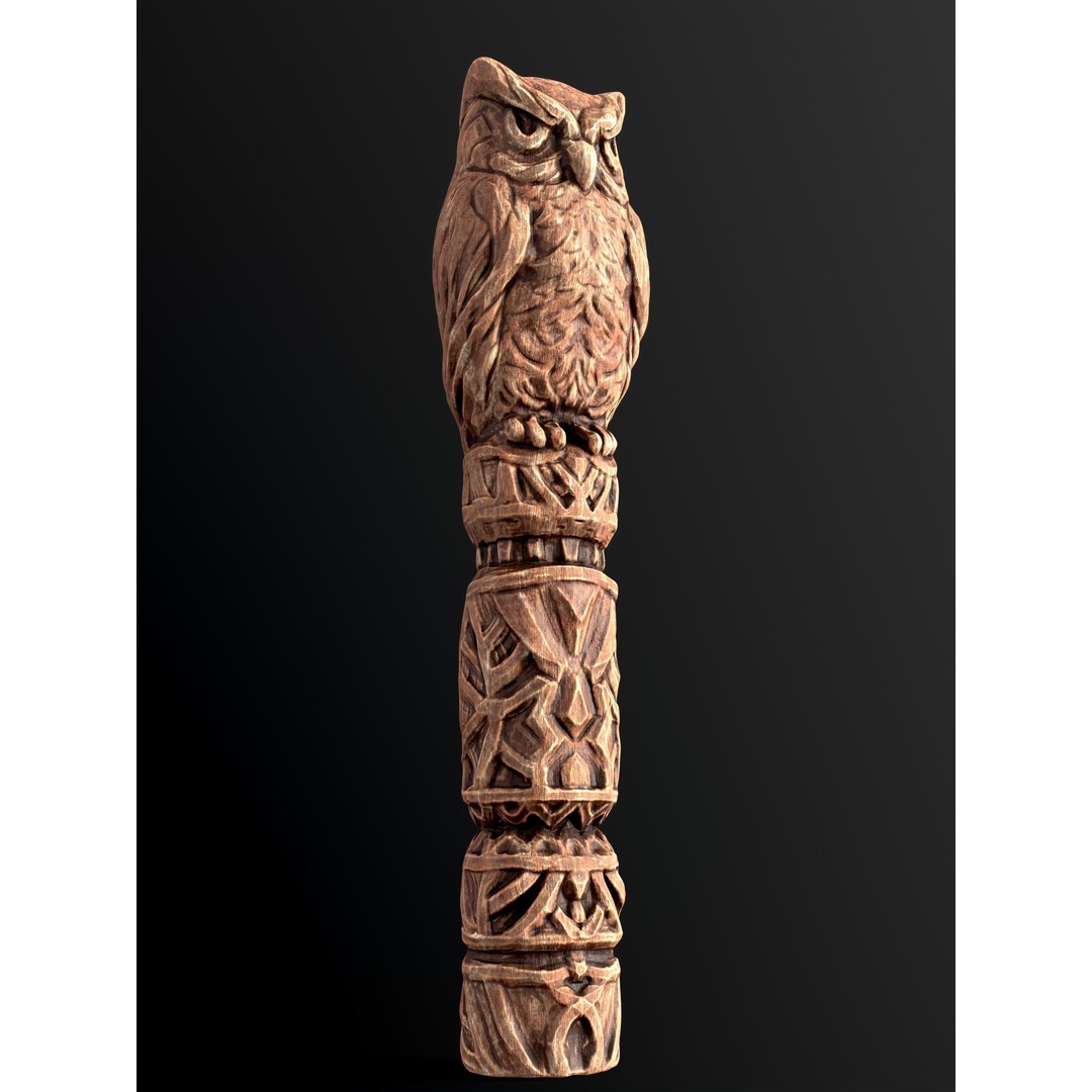 Wooden Owl Totem 3D Model – Low Poly Game Asset, FBX - View 26