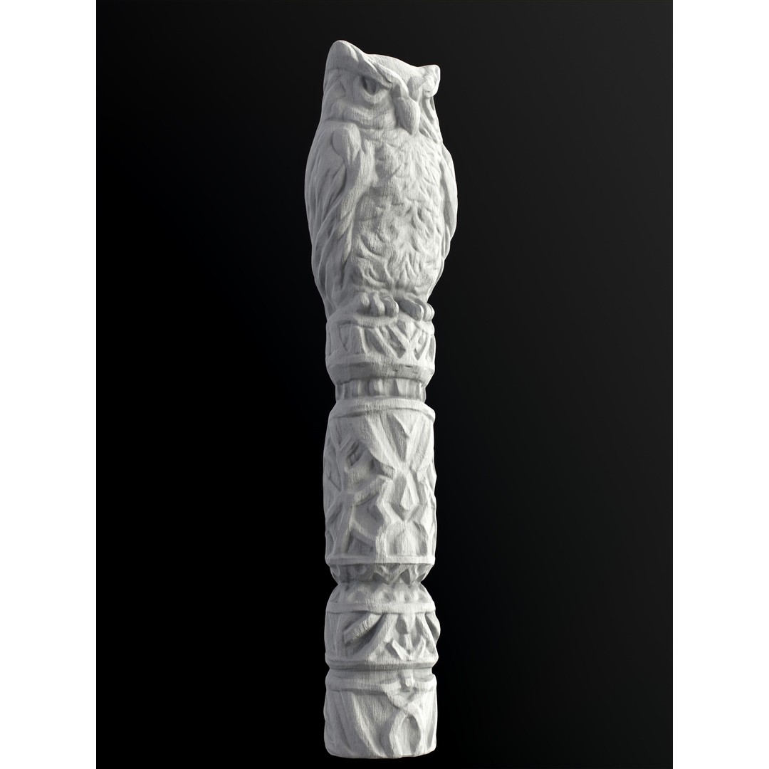 Wooden Owl Totem 3D Model – Low Poly Game Asset, FBX - View 27