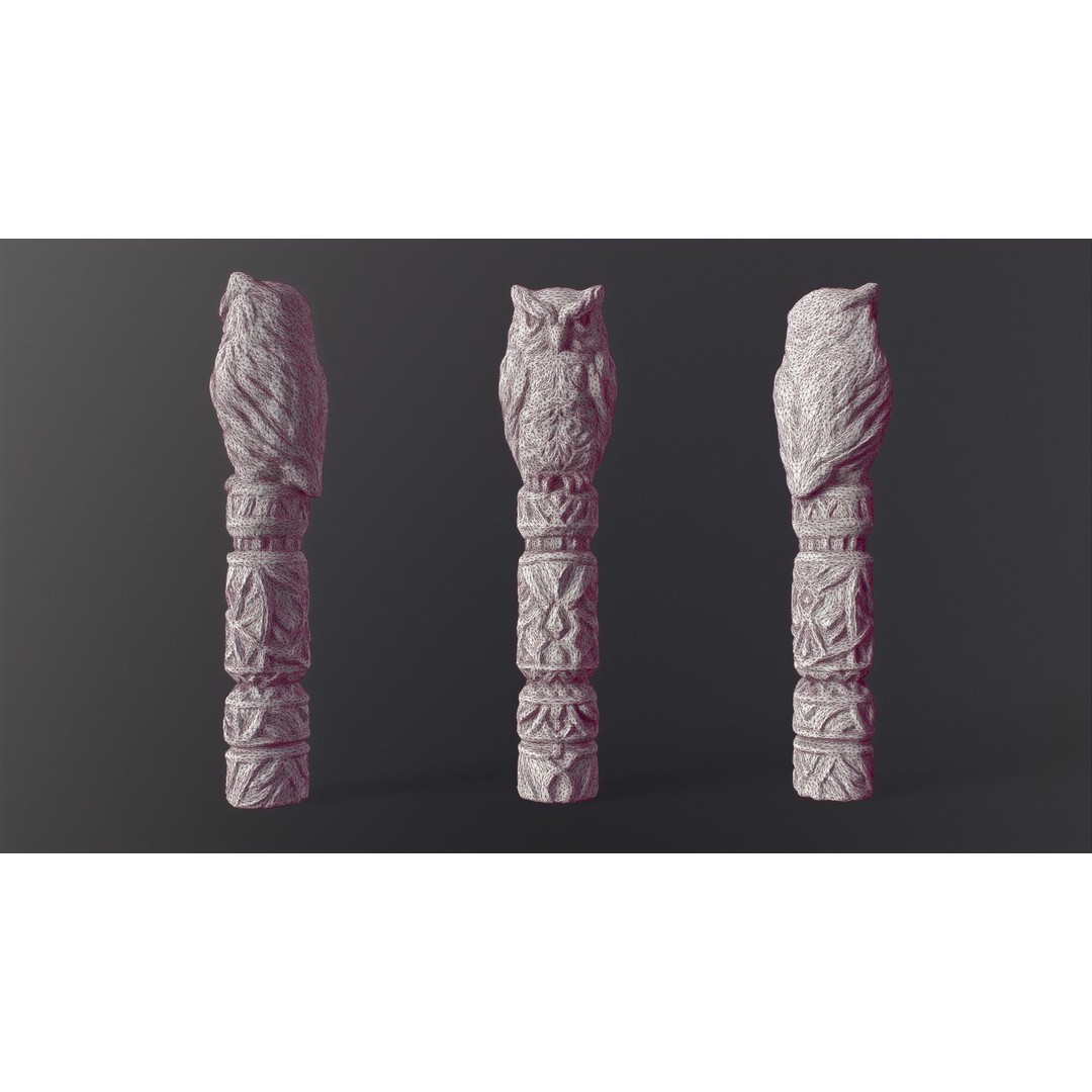 Wooden Owl Totem 3D Model – Low Poly Game Asset, FBX - View 30