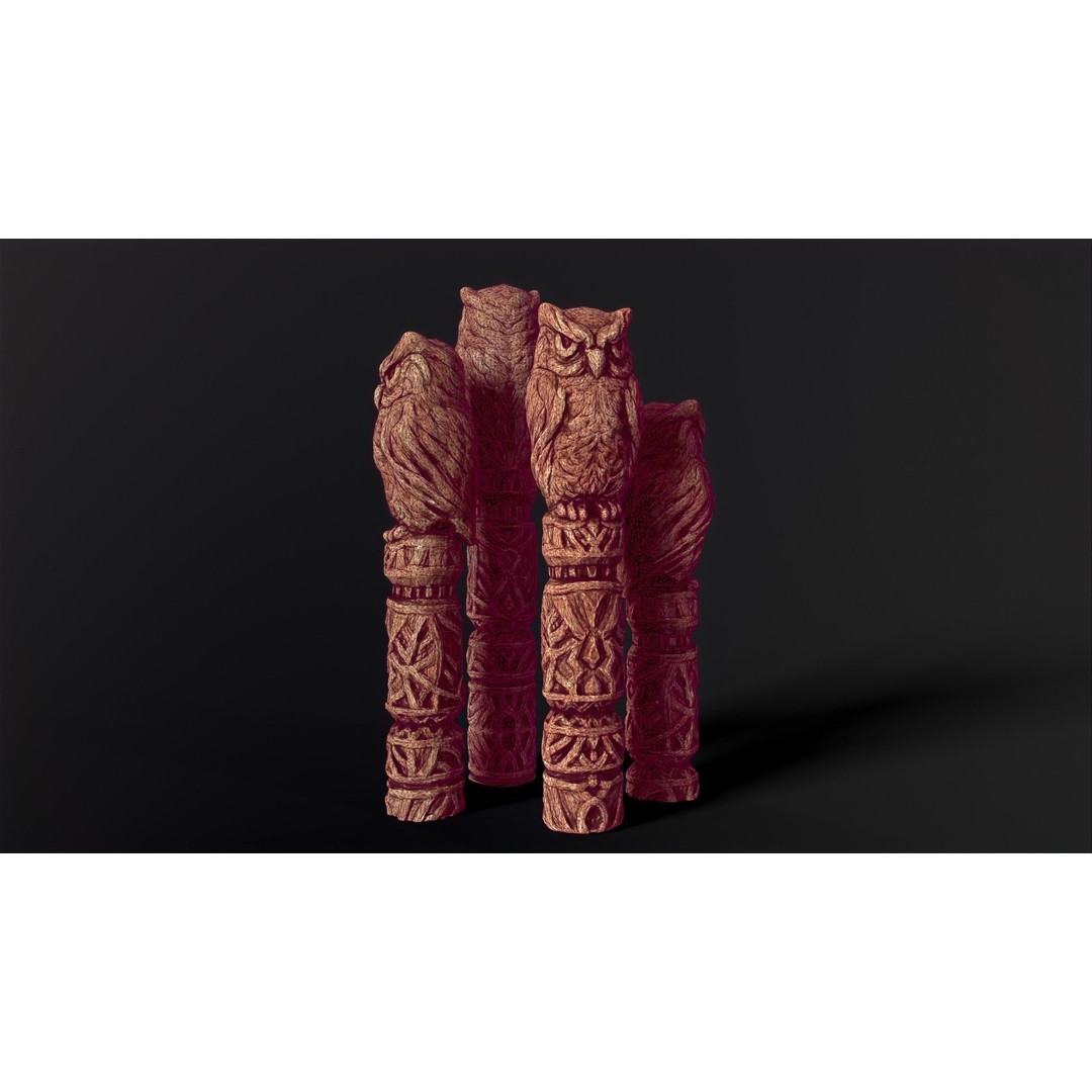 Wooden Owl Totem 3D Model – Low Poly Game Asset, FBX - View 32
