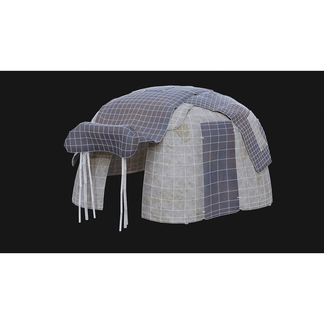 Post-Apocalyptic Tent Shelter 3D Model – Low Poly Game Asset, FBX & OBJ - View 12