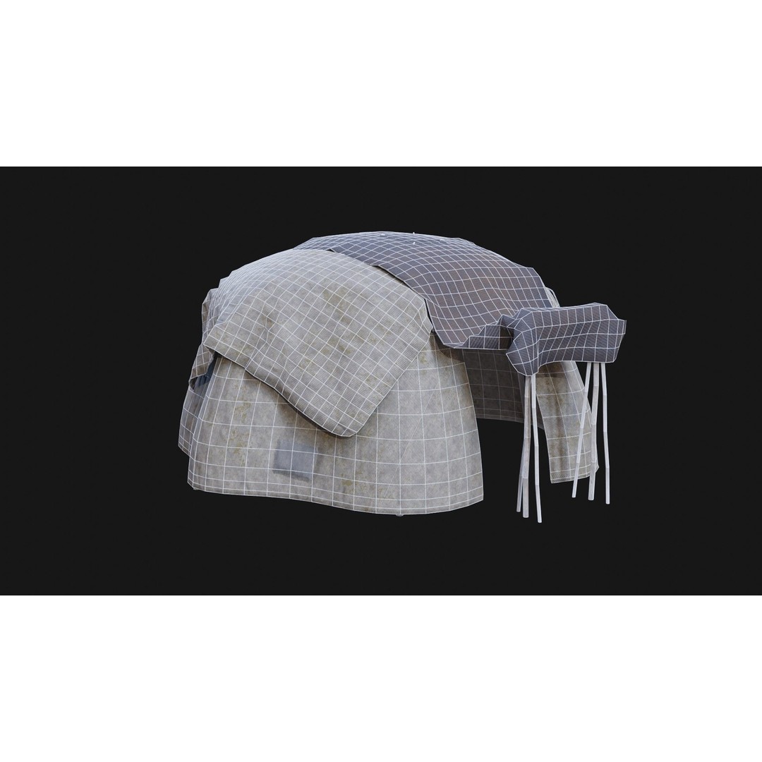 Post-Apocalyptic Tent Shelter 3D Model – Low Poly Game Asset, FBX & OBJ - View 13