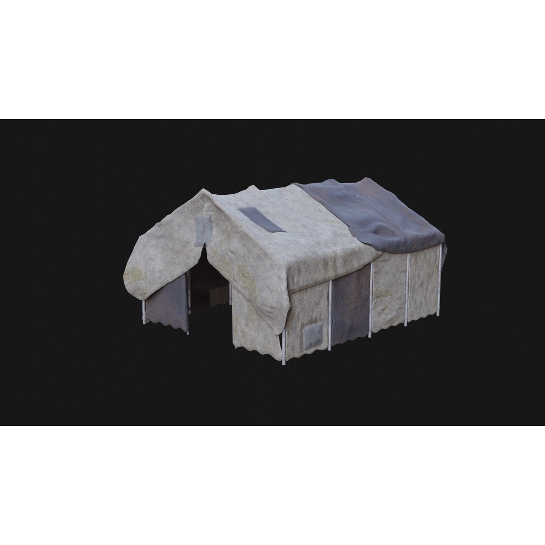 Post-Apocalyptic Tent Shelter 3D Model – Low Poly Game Asset, FBX & OBJ - View 15