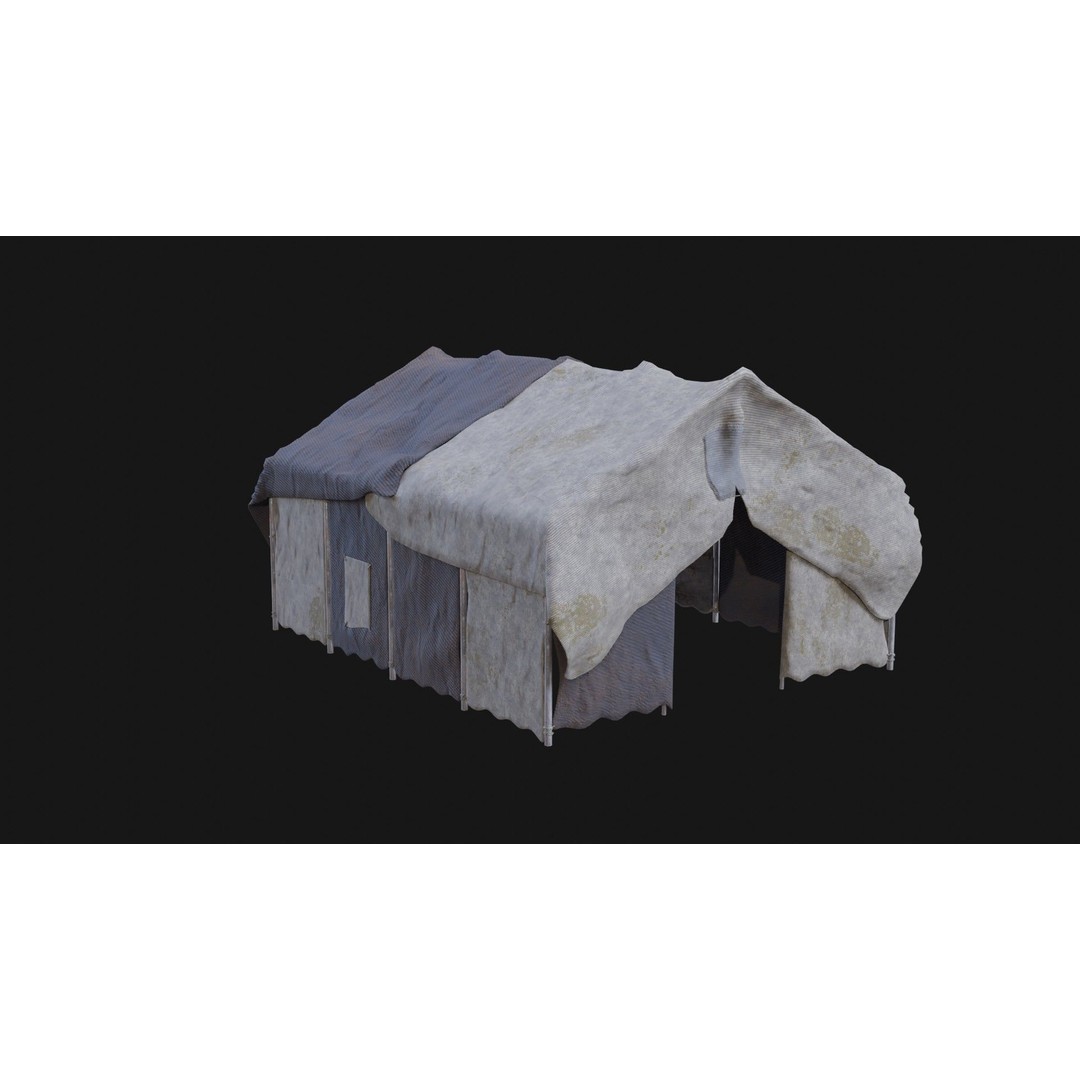 Post-Apocalyptic Tent Shelter 3D Model – Low Poly Game Asset, FBX & OBJ - View 16