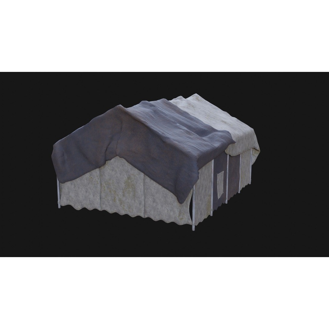 Post-Apocalyptic Tent Shelter 3D Model – Low Poly Game Asset, FBX & OBJ - View 17