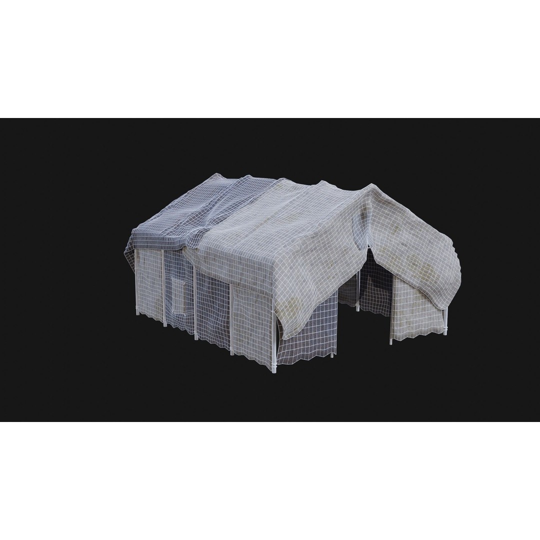 Post-Apocalyptic Tent Shelter 3D Model – Low Poly Game Asset, FBX & OBJ - View 19