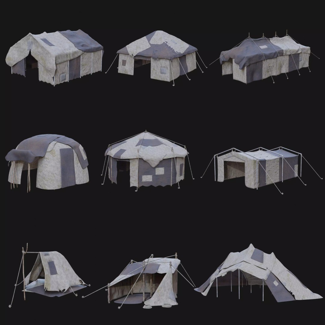 Post-Apocalyptic Tent Shelter 3D Model – Low Poly Game Asset, FBX & OBJ - View 2