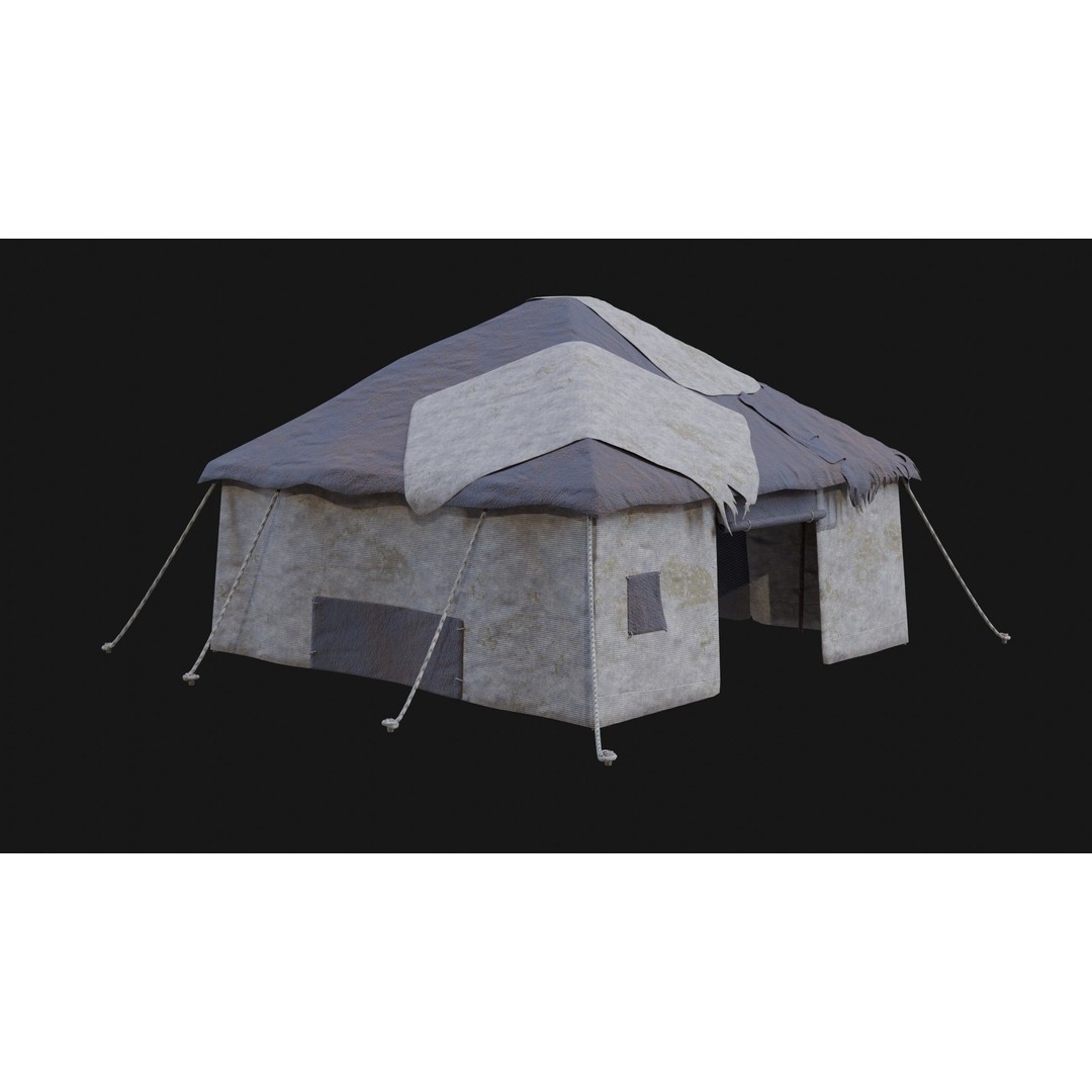 Post-Apocalyptic Tent Shelter 3D Model – Low Poly Game Asset, FBX & OBJ - View 28