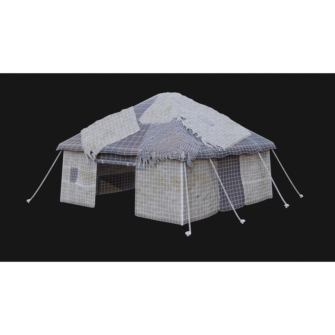 Post-Apocalyptic Tent Shelter 3D Model – Low Poly Game Asset, FBX & OBJ - View 30
