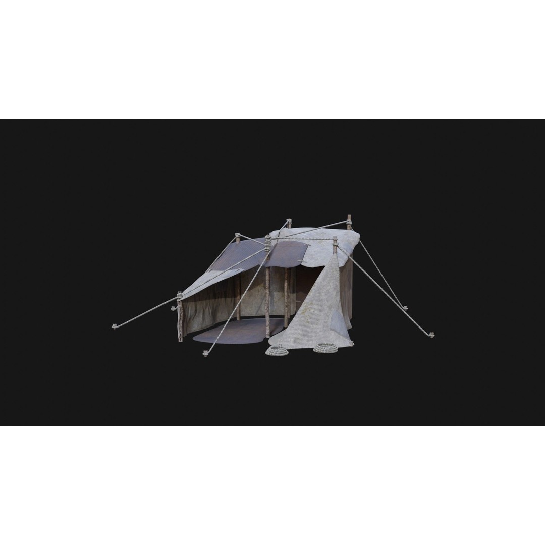 Post-Apocalyptic Tent Shelter 3D Model – Low Poly Game Asset, FBX & OBJ - View 45