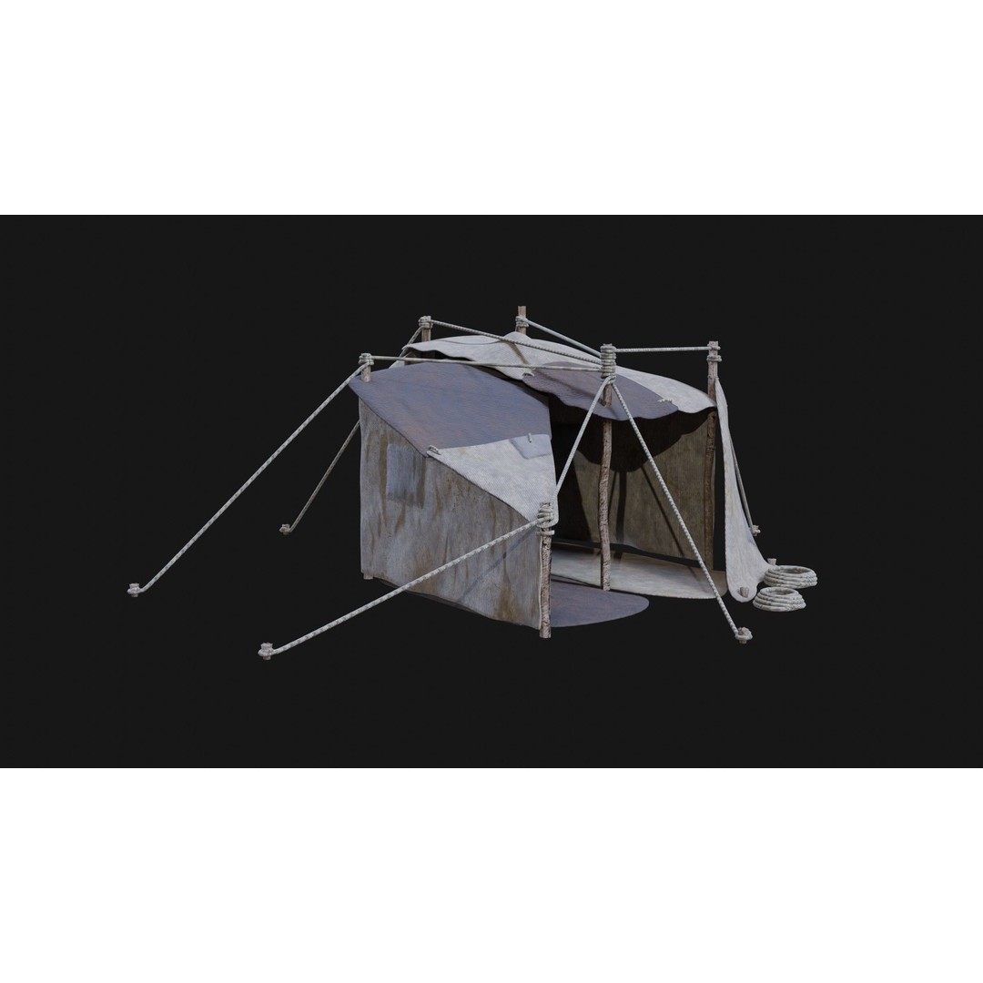 Post-Apocalyptic Tent Shelter 3D Model – Low Poly Game Asset, FBX & OBJ - View 46