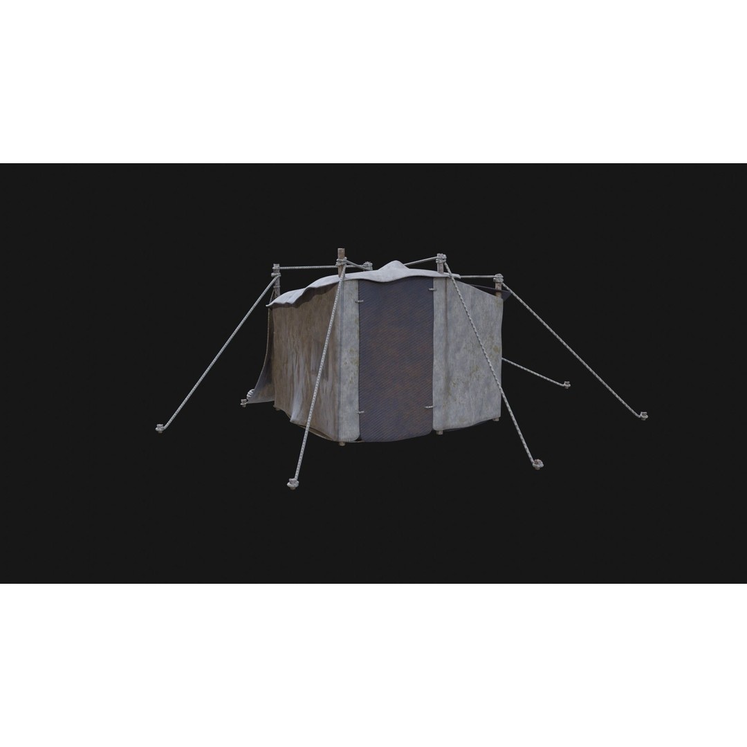 Post-Apocalyptic Tent Shelter 3D Model – Low Poly Game Asset, FBX & OBJ - View 47