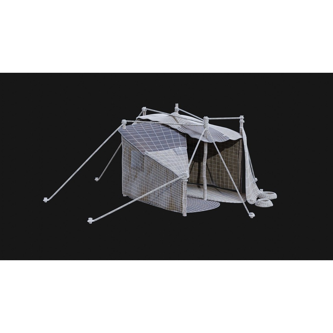 Post-Apocalyptic Tent Shelter 3D Model – Low Poly Game Asset, FBX & OBJ - View 49