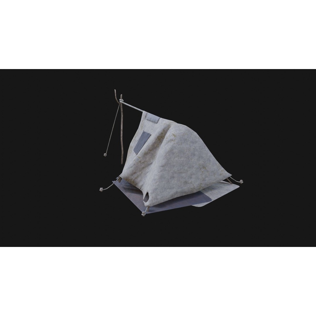 Post-Apocalyptic Tent Shelter 3D Model – Low Poly Game Asset, FBX & OBJ - View 5