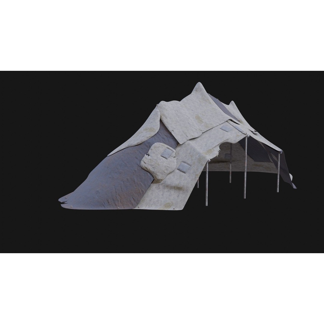 Post-Apocalyptic Tent Shelter 3D Model – Low Poly Game Asset, FBX & OBJ - View 52