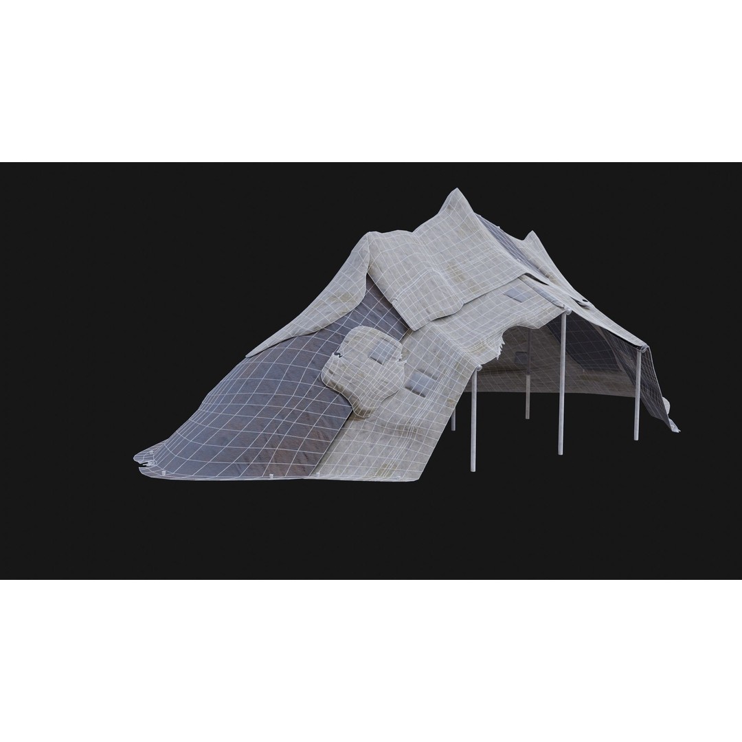 Post-Apocalyptic Tent Shelter 3D Model – Low Poly Game Asset, FBX & OBJ - View 55