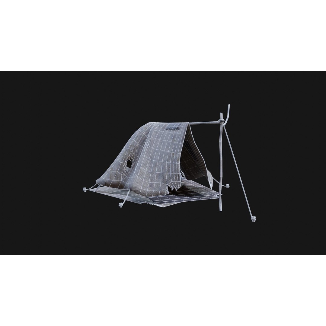 Post-Apocalyptic Tent Shelter 3D Model – Low Poly Game Asset, FBX & OBJ - View 7