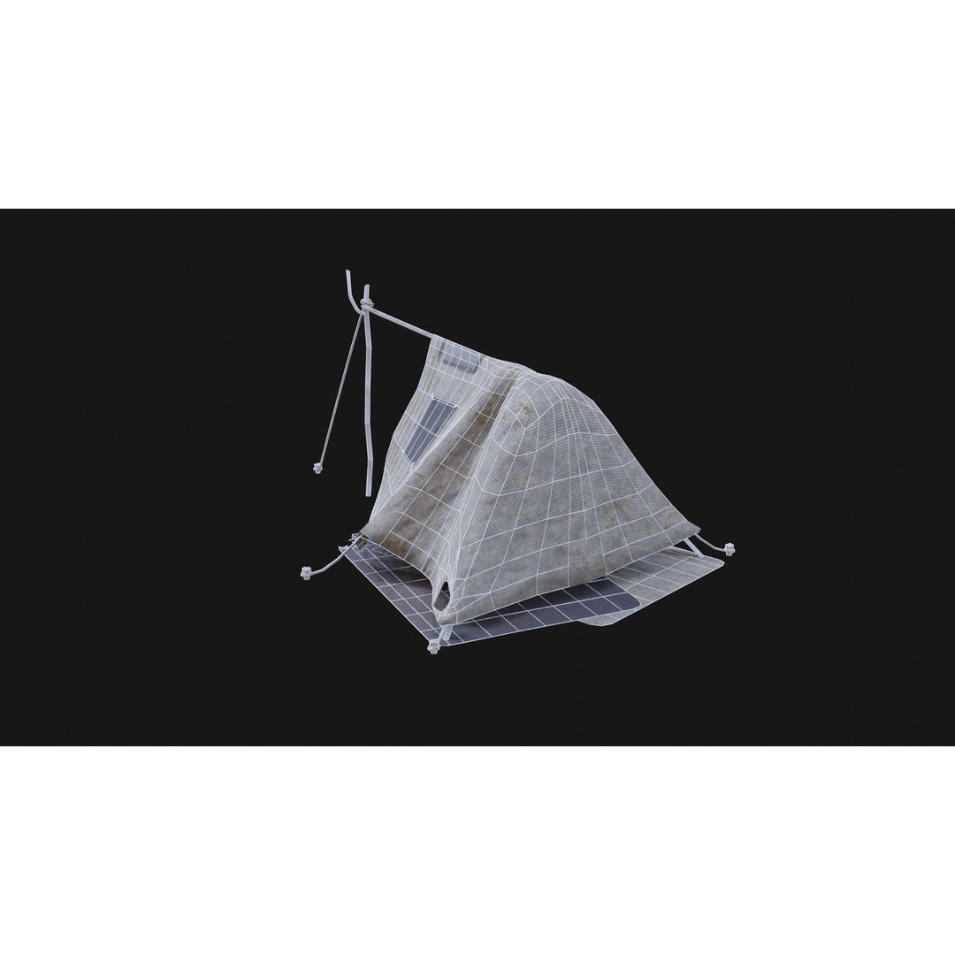 Post-Apocalyptic Tent Shelter 3D Model – Low Poly Game Asset, FBX & OBJ - View 8