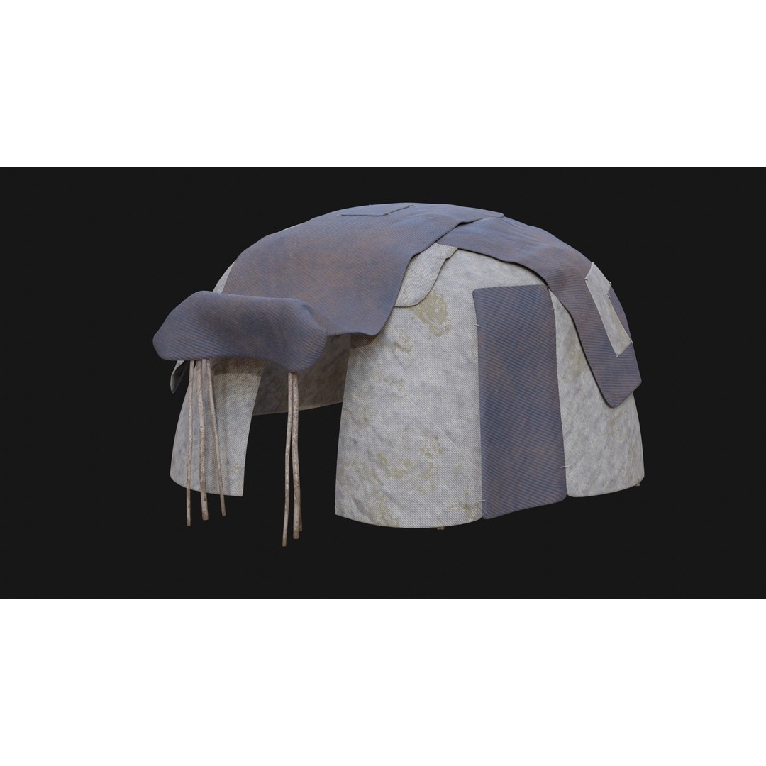 Post-Apocalyptic Tent Shelter 3D Model – Low Poly Game Asset, FBX & OBJ - View 9