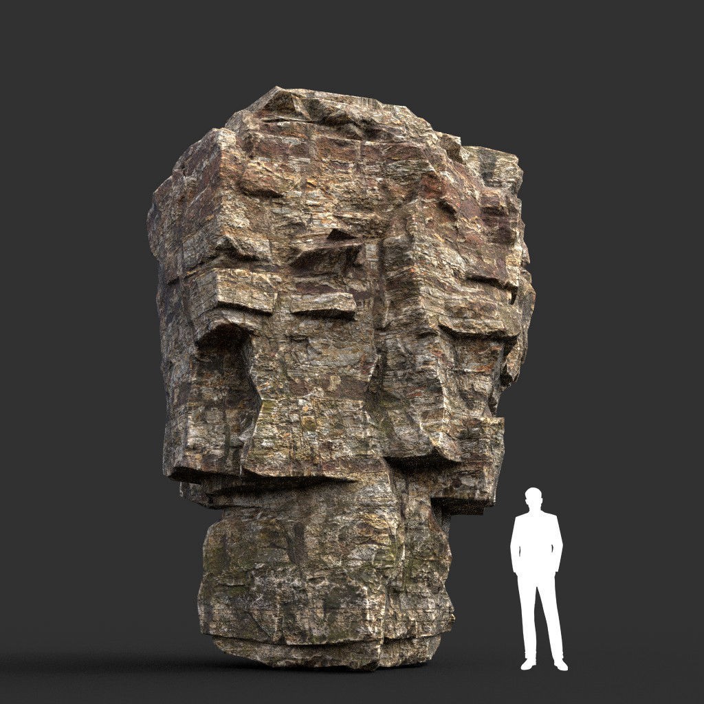 Layered Cliff Rock 3D Model – Low Poly PBR Landscape Asset, FBX/OBJ - View 11