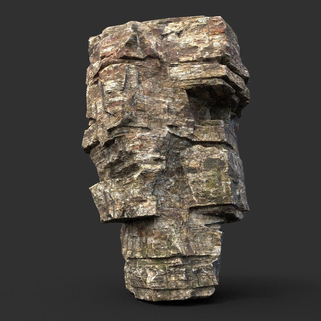 Layered Cliff Rock 3D Model – Low Poly PBR Landscape Asset, FBX/OBJ - View 12