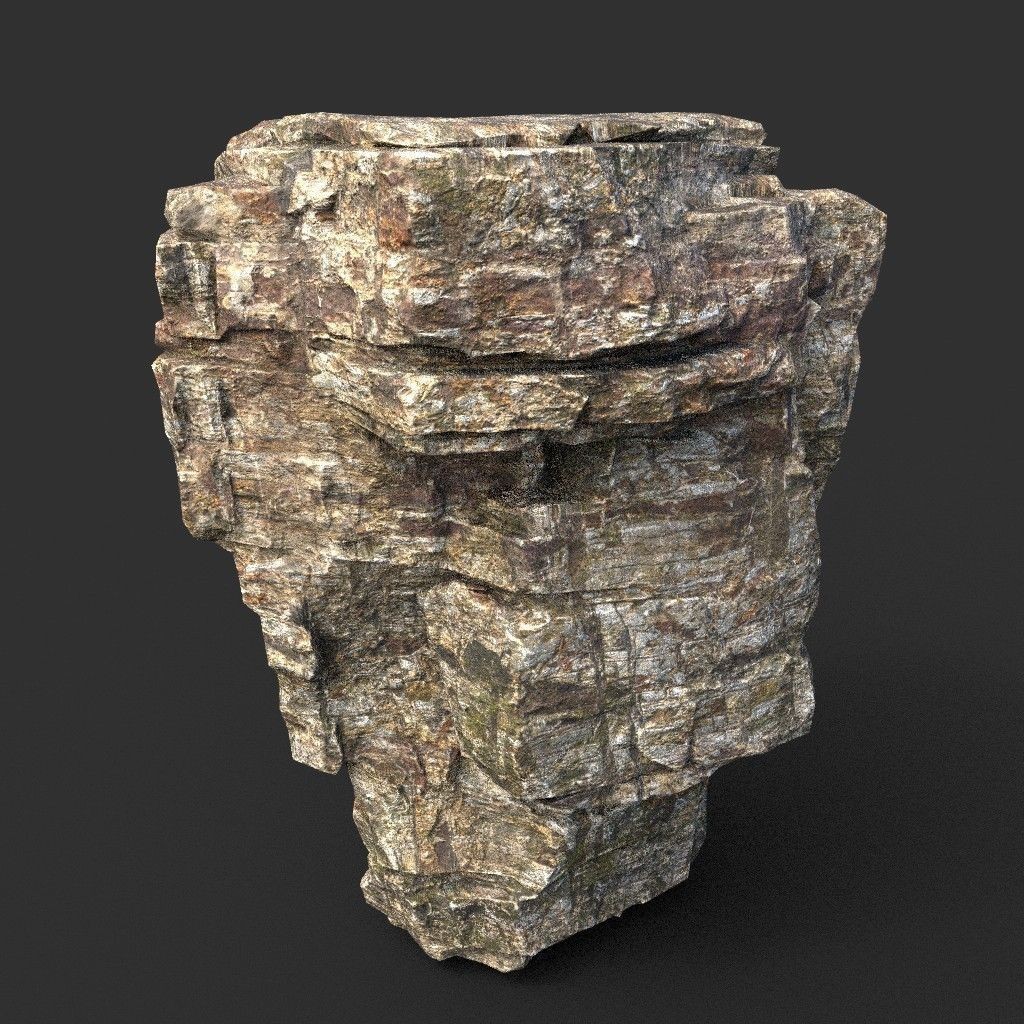 Layered Cliff Rock 3D Model – Low Poly PBR Landscape Asset, FBX/OBJ - View 13