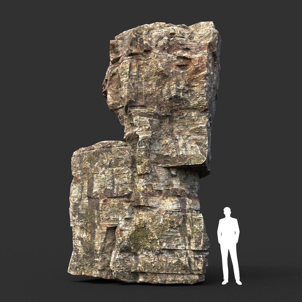 Layered Cliff Rock 3D Model – Low Poly PBR Landscape Asset, FBX/OBJ - View 15