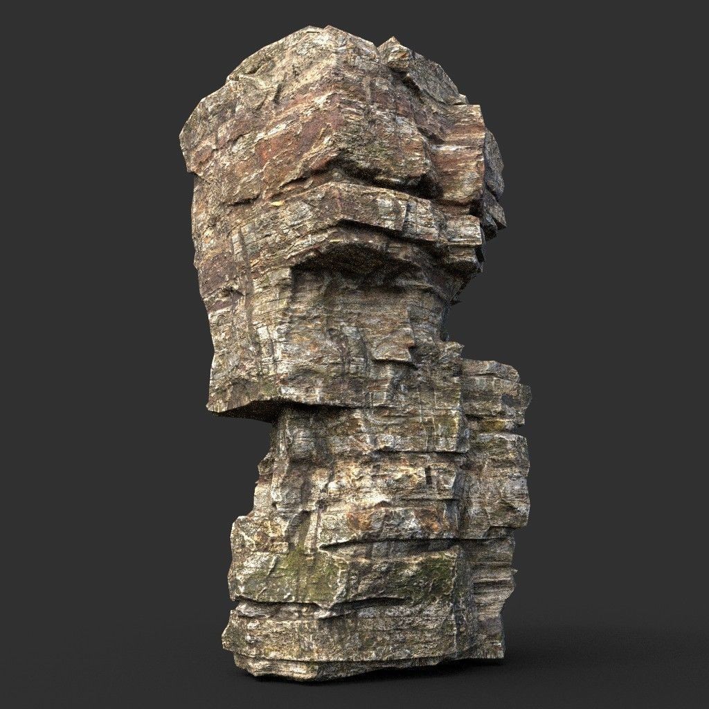Layered Cliff Rock 3D Model – Low Poly PBR Landscape Asset, FBX/OBJ - View 16