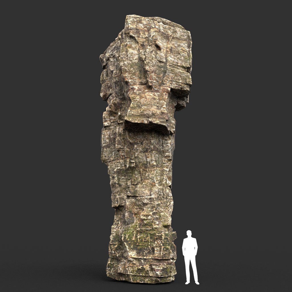 Layered Cliff Rock 3D Model – Low Poly PBR Landscape Asset, FBX/OBJ - View 19