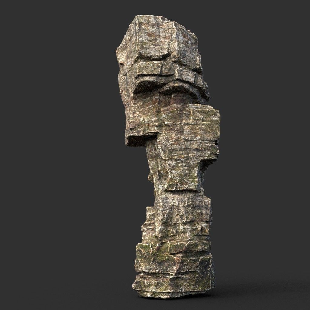 Layered Cliff Rock 3D Model – Low Poly PBR Landscape Asset, FBX/OBJ - View 20