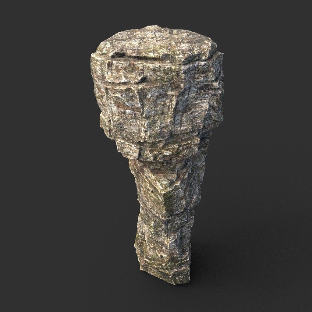 Layered Cliff Rock 3D Model – Low Poly PBR Landscape Asset, FBX/OBJ - View 21