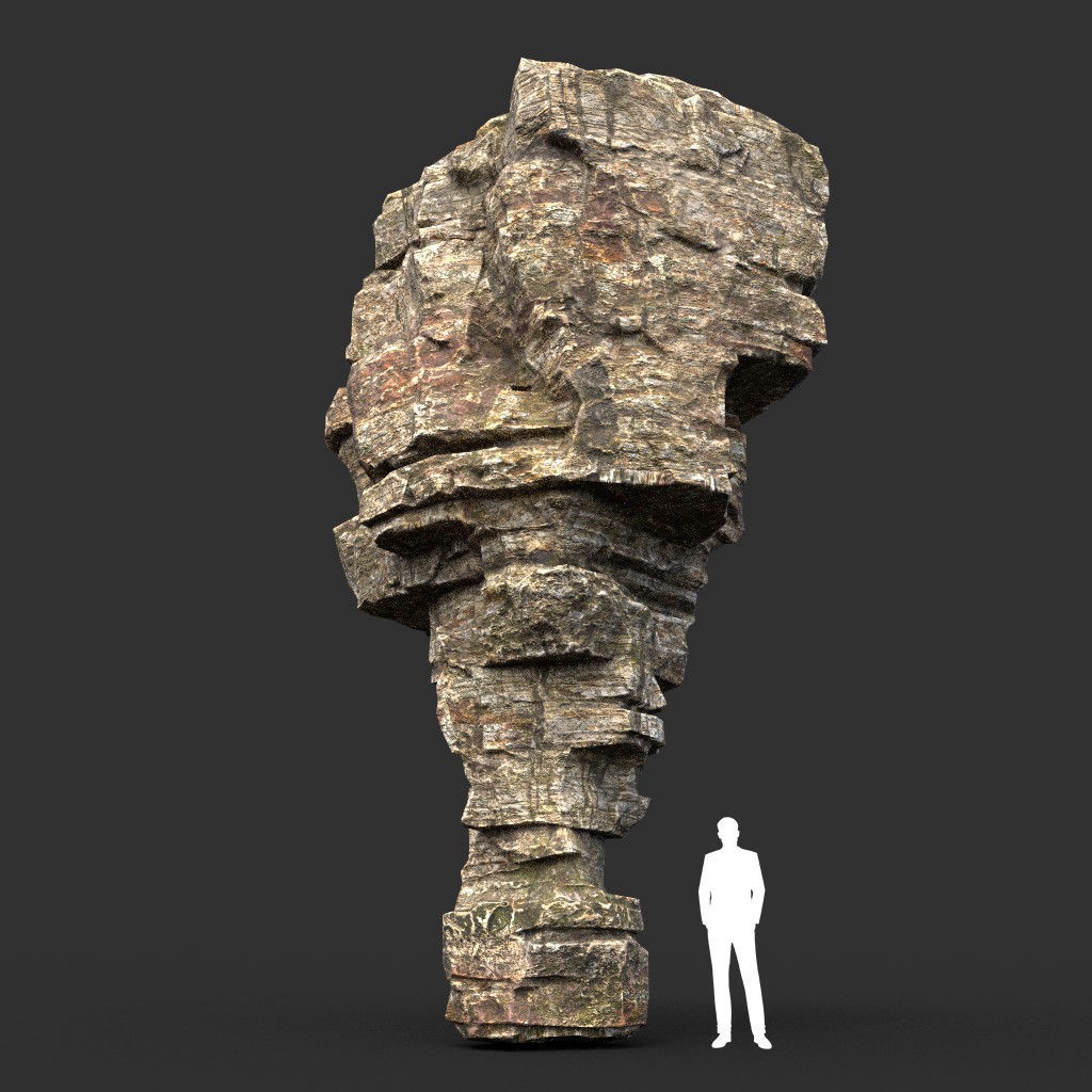 Layered Cliff Rock 3D Model – Low Poly PBR Landscape Asset, FBX/OBJ - View 23