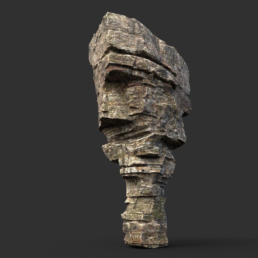 Layered Cliff Rock 3D Model – Low Poly PBR Landscape Asset, FBX/OBJ - View 24